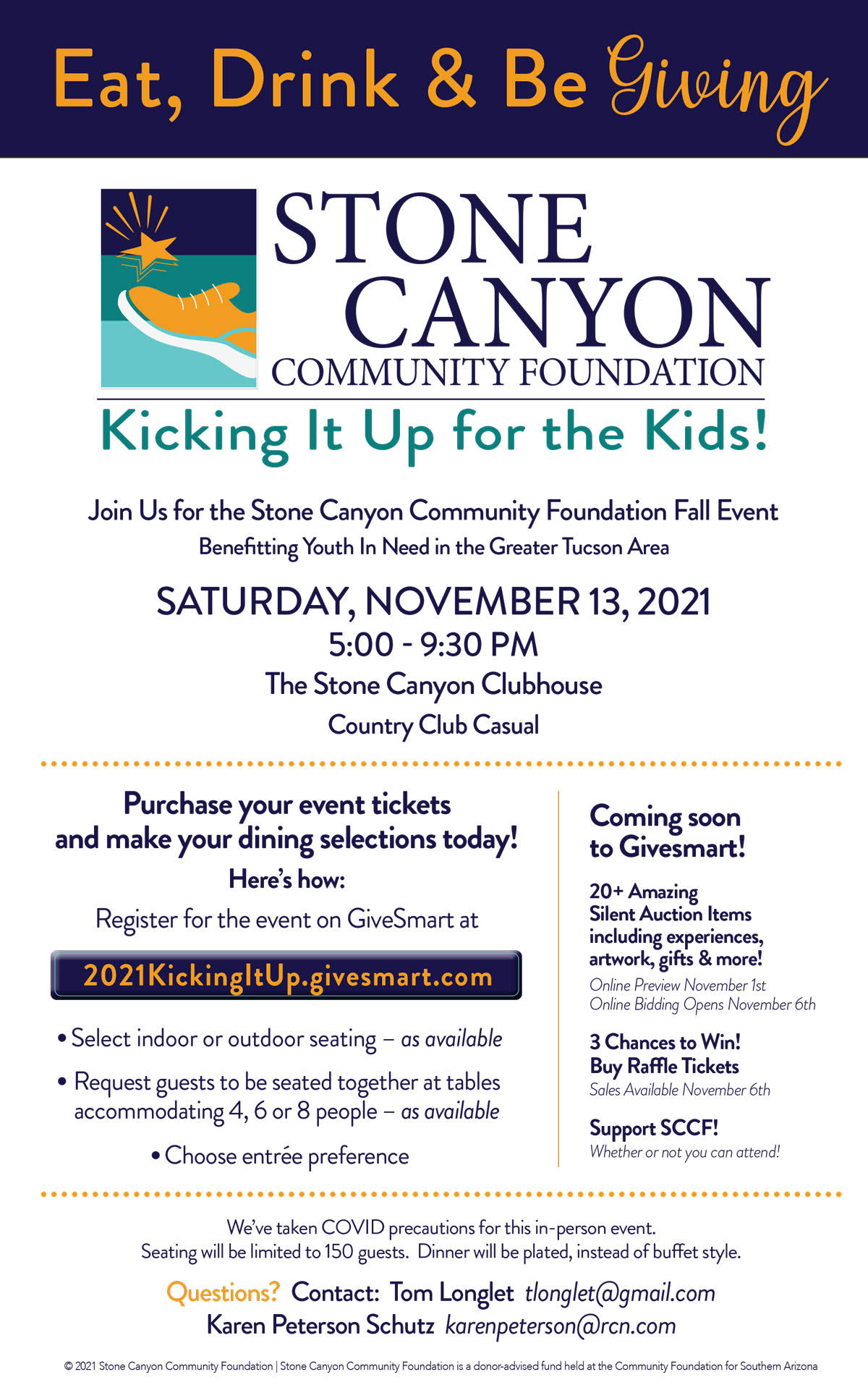 Stone Canyon Community Foundation - Kicking it up for the Kids 2021 Save the Date